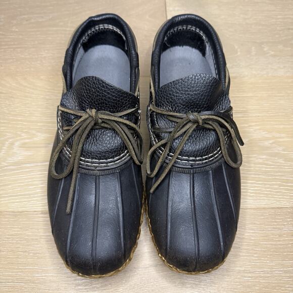 LL Bean Black Low Moc Duck Bean Boots Women’s 9 M Made in USA - Picture 1 of 7